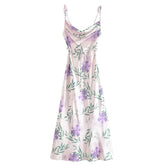 Robe à bretelles en satin imprimé Robe dos nu à lacets